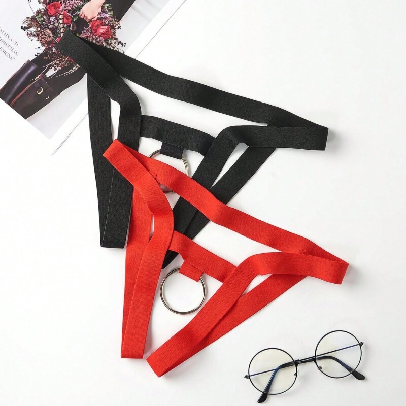 Sexy Men's Solid Color Elastic Fashion Steel Ring Thong Hollow No-Take-Off Sm Sexy Underwear Drop Shipping