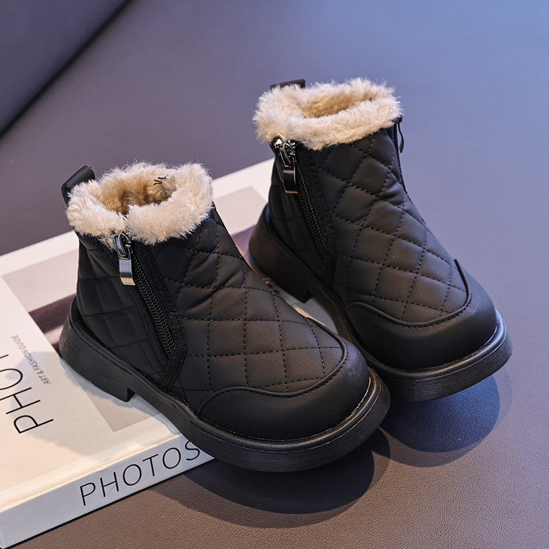 Botas de nieve para niñas 2026 invierno nuevo tipo de zapatos de algodón para niños botas Martin botas de bebé botas cortas botas de algodón para niños