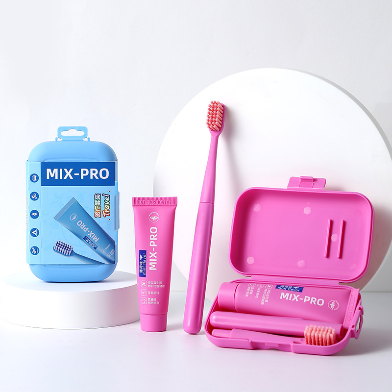 便携式旅行牙刷牙膏套装螺旋毛折叠牙刷出差旅游酒店软毛牙刷批发