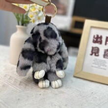 仿獭兔毛豹纹小兔子包包挂件大号兔子汽车饰品毛绒玩具钥匙扣公仔