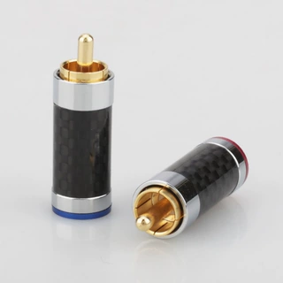 发烧碳纤维RCA音频头DIY莲花信号线插头镀金HIFI焊接连接头