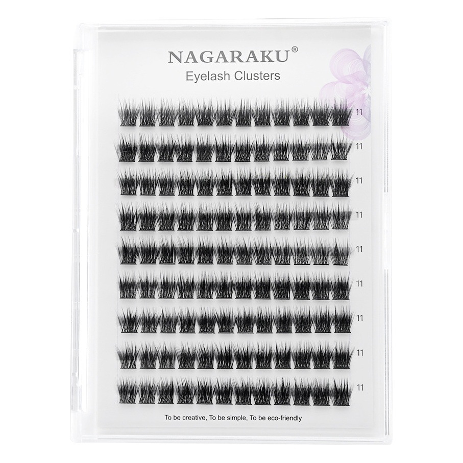 Pestañas Postizas NAGARAKU T50, Estilo Europeo y Americano, Tallo Ancho, 50D, Segmentadas, Autoadhesivas, Venta al por Mayor