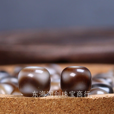 Natural Xizang-Style Tiger Tooth Dzi Agate Old Material Barrel Beads Accessories DIY Buddhist Bead Bracelet Necklace Pendant Spacer Beads (Zərgərlik ara hissələri) - the-diameter-of-the-tiger-tooth-dzi-bead-is-about-11mm-and-the-hole-is-96mm