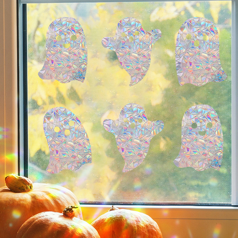 外国貿易新しいハロウィン漫画シンプルでかわいい小さなゴーストクモの巣窓静電カラーフィルムガラスステッカー|undefined