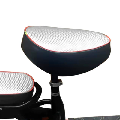 Heat Insulation, Leather Seat Cushion for – Electric car cushion - silver-square-diamond-front-seat-cover-red-edge-teeth