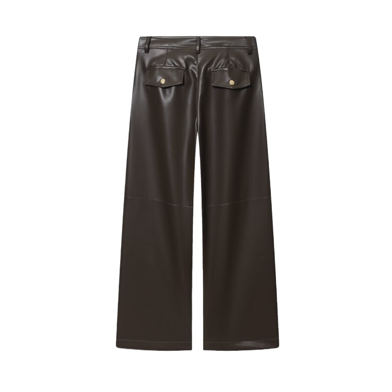 Cross-Border Wholesale Women's New High Waist Imitation Pu Leather Straight Casual Pants 4387285 Cross-Border Wholesale Women's New High Waist Imitation Pu Leather Straight Casual Pants 4387285