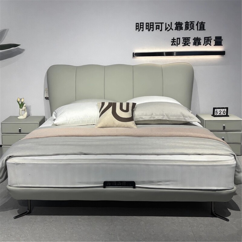 2026 New Model Genuine Leather Headboard, Top-Layer Cowhide Petal-Shaped Double Bed, Modern Minimalist Master Bedroom Large Bed, Italian-Style Minimalist Wedding Bed 2026 New Model Genuine Leather Headboard, Top-Layer Cowhide Petal-Shaped Double Bed, Modern Minimalist Master Bedroom Large Bed, Italian-Style Minimalist Wedding Bed
