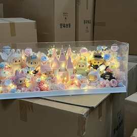 亚克力展示盒长方形透明盒泡泡玛特labubu拉布布盲盒收纳架防尘罩