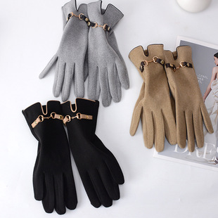 2021 new German velvet gloves women's winter fleece-lined Korean version of warm gloves touch screen gloves ski riding manufacturers wholesale