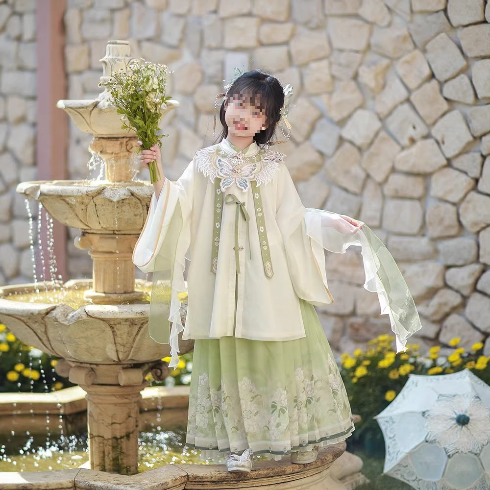 Collar, autumn children's Hanfu, set