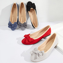 春秋絨面瑪麗珍鞋單鞋外貿平底大碼女鞋軟底尖頭船鞋