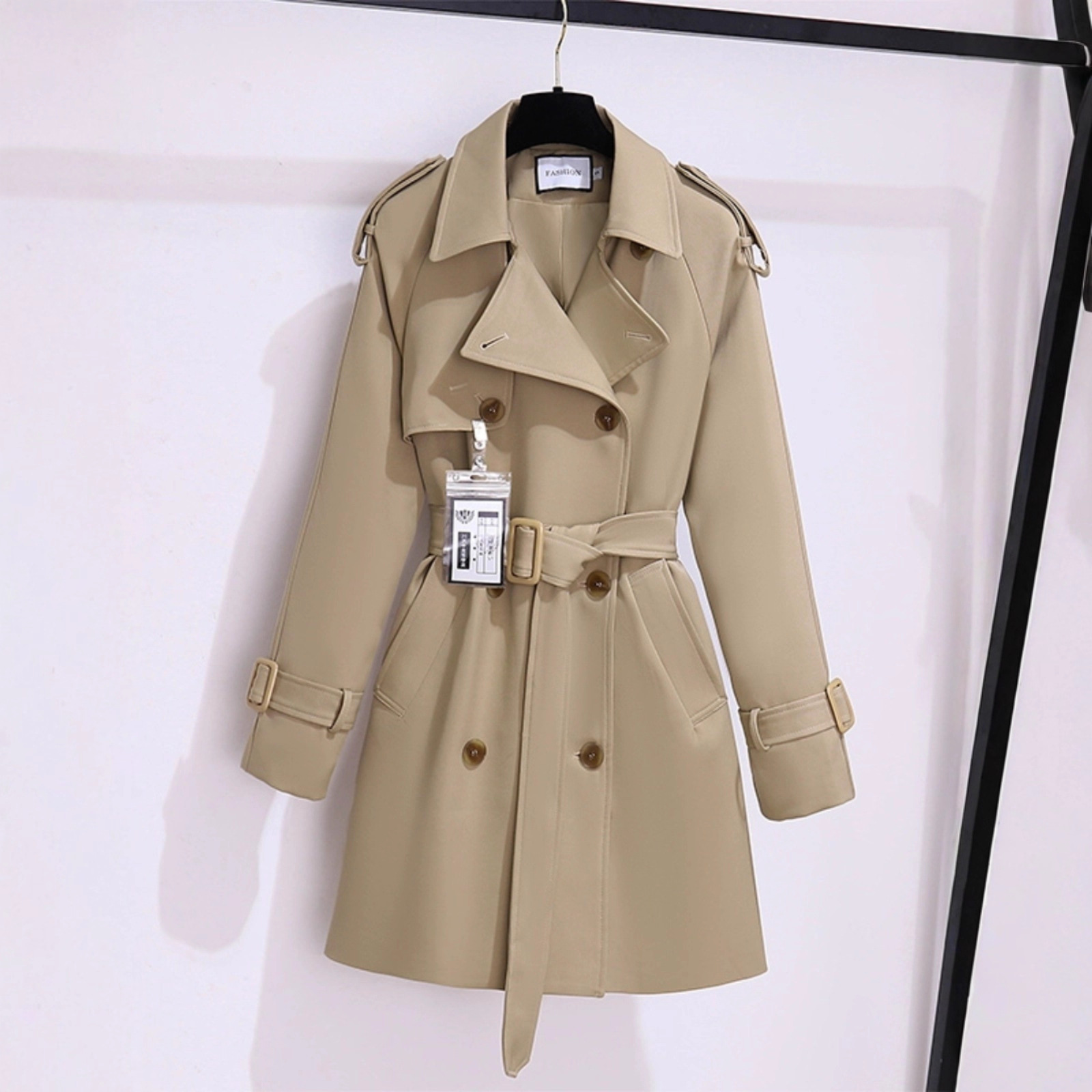 2025 Spring and Autumn Thickened Windbreaker Women's Short British Style Korean Style Large Size Mid-Length Waist Slim Jacket