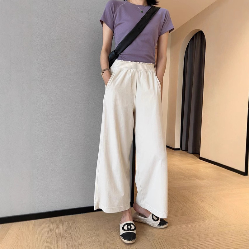 P7 Lu's Lightweight, Soft, and Drapey Cropped Wide-Leg Pants with a Flower Bud Waist for Petite Figures, Summer 2025