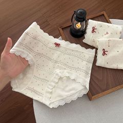 8432#奶油甜心磨毛少女内裤秋冬季草莓印花10A抑菌裆中腰三角内裤