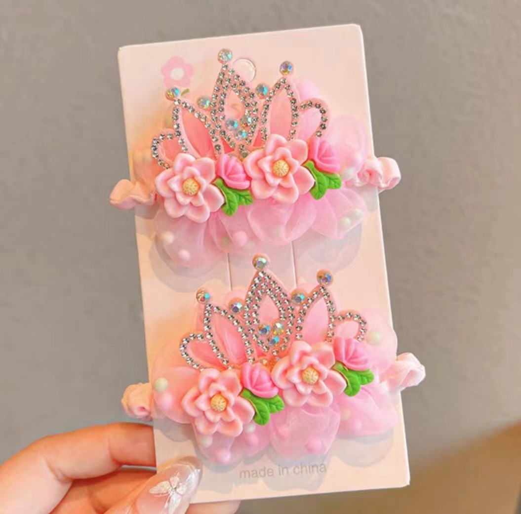 Niños super inmortal corona flor del intestino delgado correa de goma toque de cabeza rosa para niñas bebé cuerdas de cabeza de cola de caballo