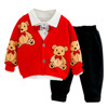 Spring set for boys, cartoon children's jacket, trousers, sleeves, Korean style, trend of season, 3 piece set