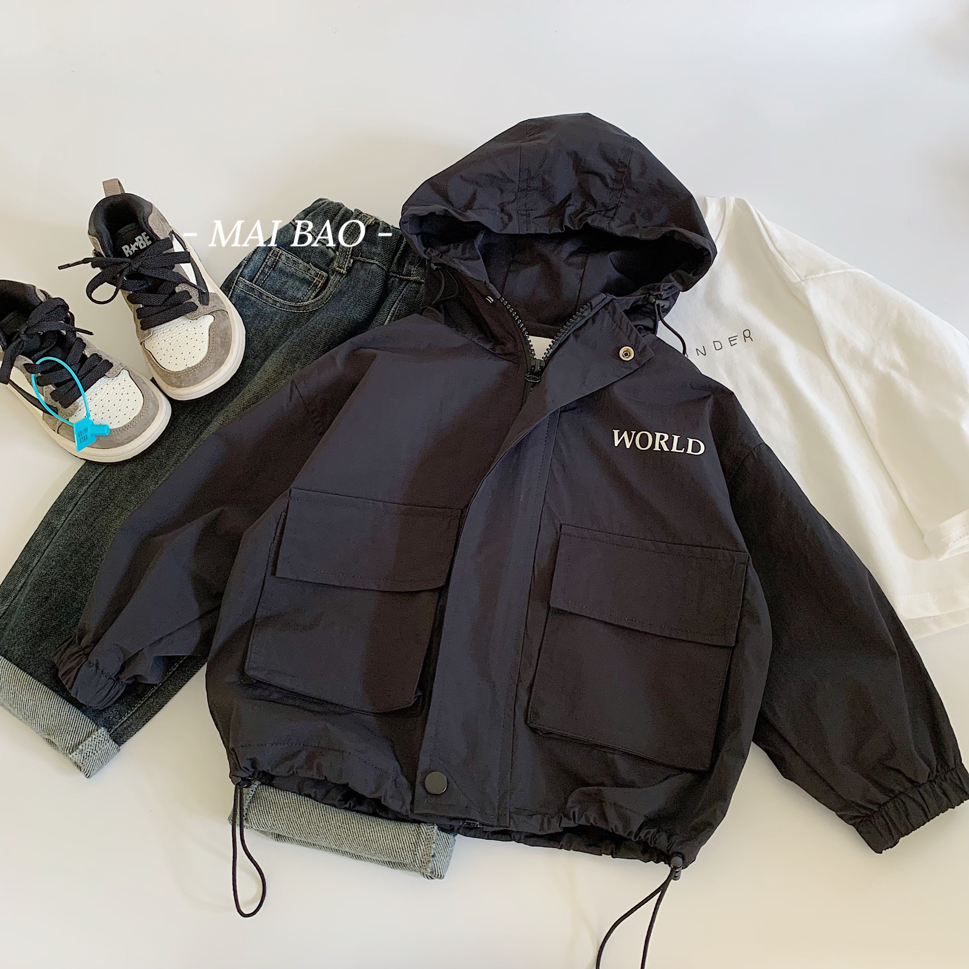 Mai Bao chaqueta infantil 205 primavera y otoño nueva chaqueta de estilo extranjero para niños de mediano y medio estilo coreano guapo traje de asalto universal