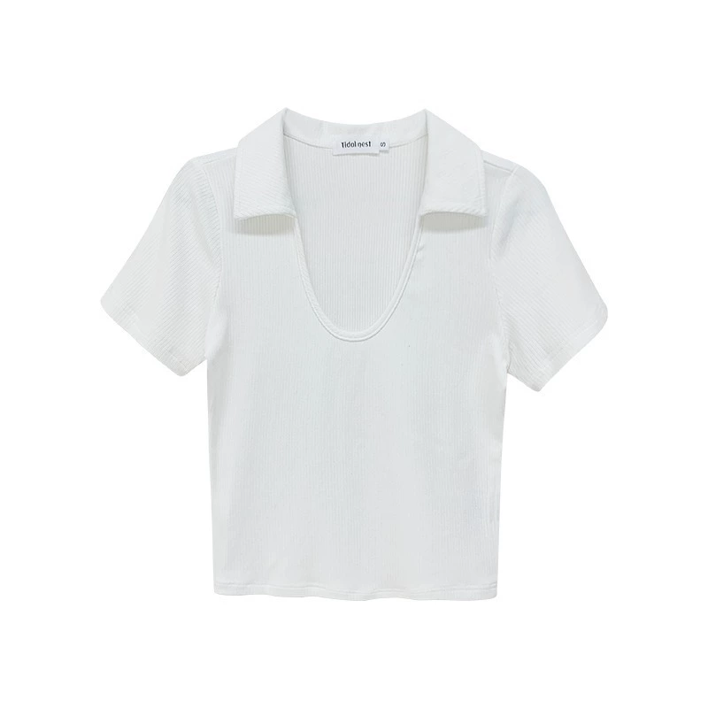 Короткая связанная cropped футболка, европейский стиль, Slim fit, короткий рукав
