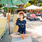 少女度假风套装长袖防晒保守平角裤沙滩运动打球海上浮潜冲浪服女