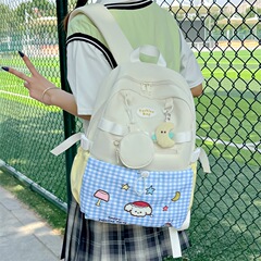2025 新しいかわいいスタイルの学生スクールバッグ弾性フロントポケットデザインバックパック大容量小さな新鮮なバックパック