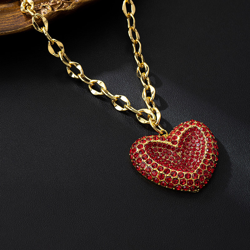 Copper Pendant Material Zircon Inlay Material Wholesale Jewelry IG Style Simple Style Heart Shape Copper Zircon 18K Gold Plated Inlay Pendant Necklace