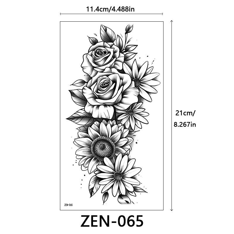 新品跨境 ZEN小全臂纹身贴半臂纹身贴动物花朵万圣节纹身贴tattoo|undefined