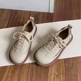 德训鞋女软底小白鞋新款新品可爱大头鞋子休闲运动鞋米色黑色防臭