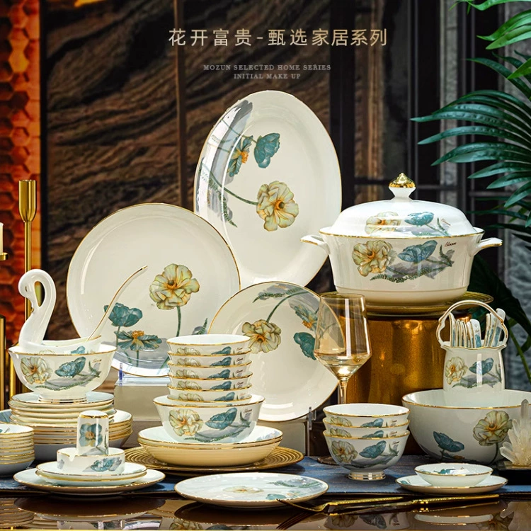Tableware, set, Chinese style, light luxury style, high-quality style