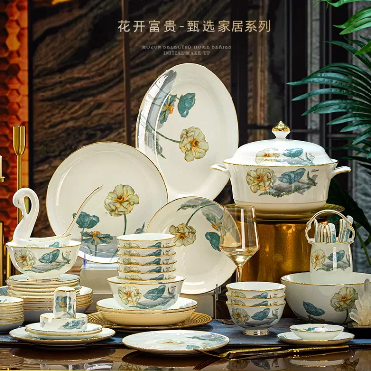 Tableware, set, Chinese style, light luxury style, high-quality style