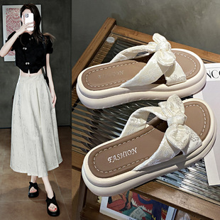 Women's High-rise Sandals and Slippers with Thick Bottom for Summer Outer Wear 2025 New Style Fashionable All-match Platform with Soft Bottom for Small and Lightweight