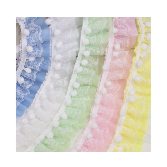 Spot 5cm lace chiffon wool ball pleated lace pet scarf supplies clothing decorative fungus discount lace