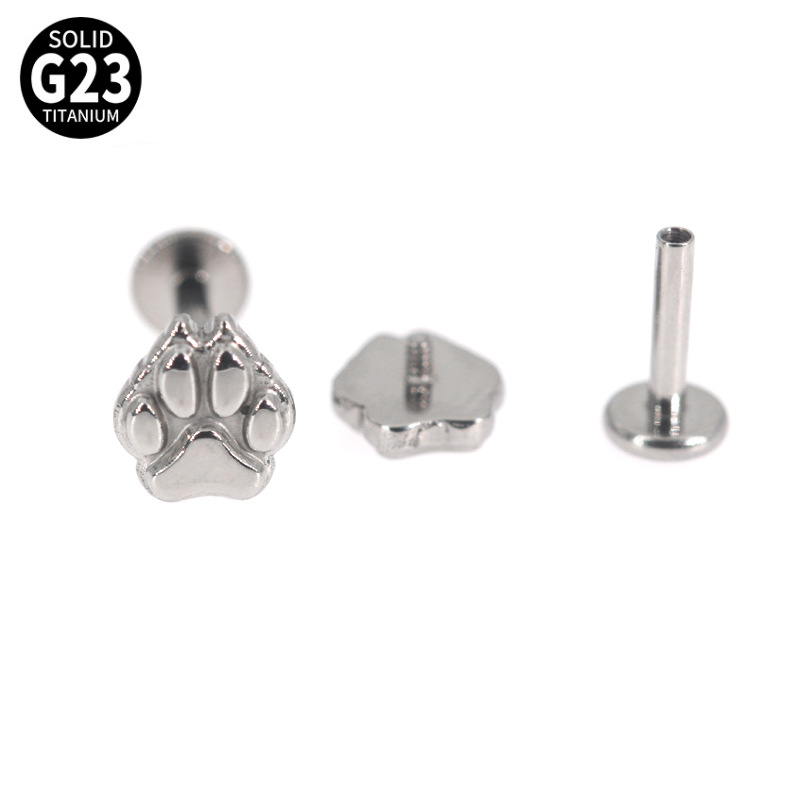 G23 Titanium Internal Tooth Lip Studs with Flat Base Rod – Wholesale for Foreign Trade; European & American Style Body Piercing Jewelry – Bear Claw Ear Pins