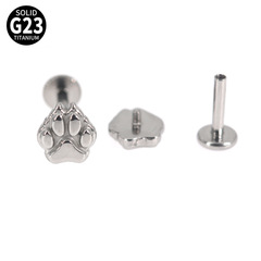 G23 Titanium Internal Tooth Lip Studs with Flat Base Rod – Wholesale for Foreign Trade; European & American Style Body Piercing Jewelry – Bear Claw Ear Pins