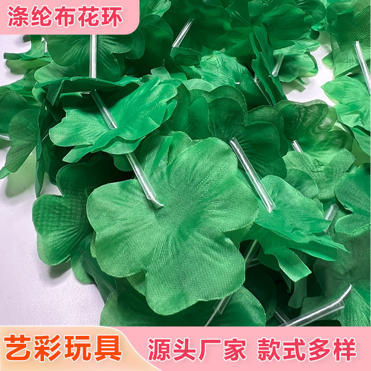 24 pares de 30 pares de pétalos de diámetro 6 cm de trébol poliéster guirlanda de tela Navidad usar guirlanda verde cuello