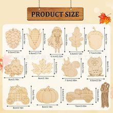 36件未完成木雕装饰品挂件秋季派对主题空白涂鸦绘画木片挂饰批发