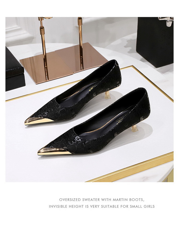 Women's High Heels Pointed Toe Satin Shoes With Metal Detail_voghion.com