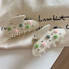甜美蝴蝶结花朵发夹田园风小雏菊碎花水钻抓夹超仙海边度假鲨鱼夹