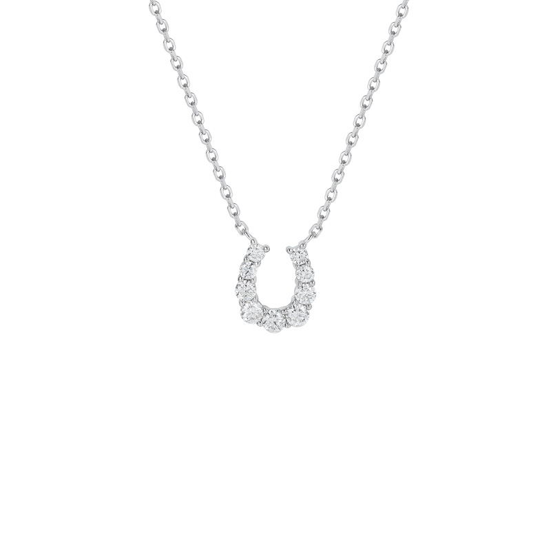 Moissanite S925 Sterling Silver Necklace for Women, Small Horseshoe Design, Light Luxury Style, European and American Live Broadcast, Cross-Border Factory Wholesale and Dropshipping