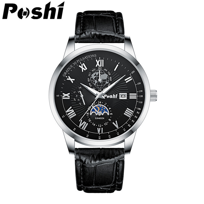 Poshi bienes genuinos, reloj de cuarzo, calendario impermeable, reloj deportivo