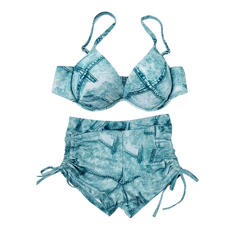 2025 traje de baño con protección solar para mujer, bikini sexy, blusa dividida de tres piezas, traje de baño de aguas termales de vacaciones ligeramente gordo