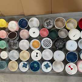 宠物陶瓷碗双碗出口陶瓷狗盆微瑕加厚防打翻卡通可爱猫咪碗狗碗