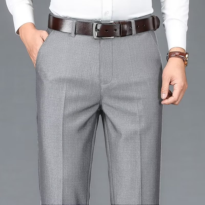 Hombres de negocios pantalones occidentales drapeado pantalones de traje casual ropa formal Pantalones rectos de primavera y verano Pantalones de traje de papá de mediana edad