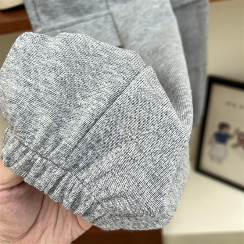 Pantaloni da lavoro e da sport per bambini autunnali 2024 per ragazzi e ragazze, tinta unita, con grandi tasche e lettere_voghion.com