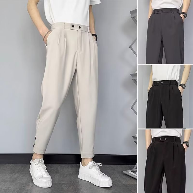 2023 British-style Ankle-length Pants Men's Korean-style Casual Pants