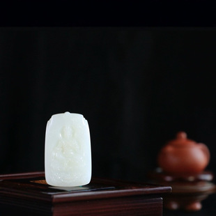 Jin Yu Tang Xinjiang (Manjusri Bodhisattva) Boutique Hetian Jade Sheet White Manjusri Bodhisattva Pendant High Density Oil