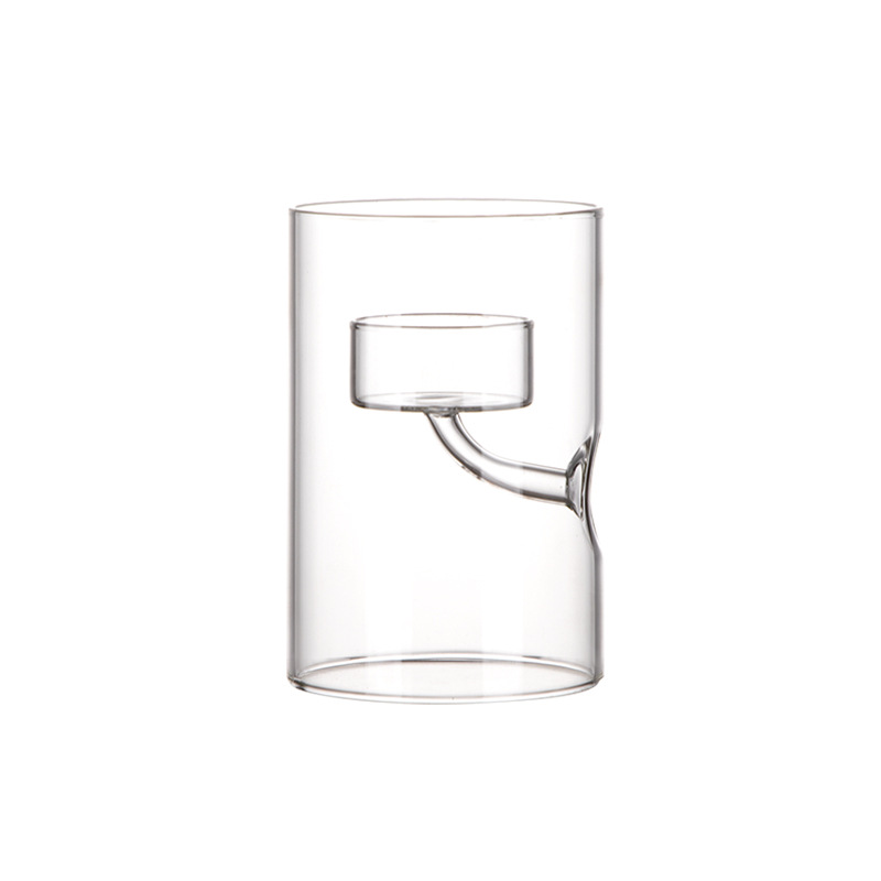 De estilo europeo cilindro de cristal huracán candelabro lámpara de aceite a prueba de viento titular de la vela decoración del hogar creativo con velas cena regalo
