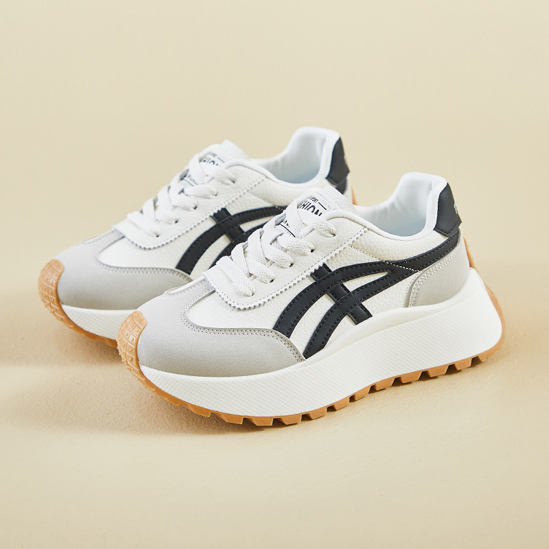 Zapatillas Casuales Chunky para Mujer de PU y Caucho con Aumento de Estatura para Día a Día