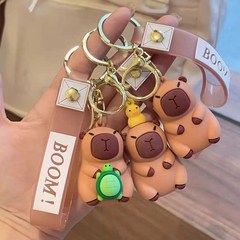 可爱卡皮巴拉钥匙扣挂件丑萌小水豚钥匙挂件背包挂饰小礼物小礼品
