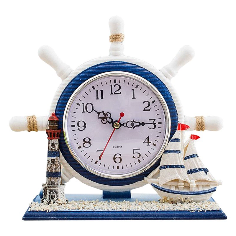 Спальня прикроватные Декоративные настольные часы Часы для гостиной Украшения Средиземноморские морские часы Креативные тихие часы