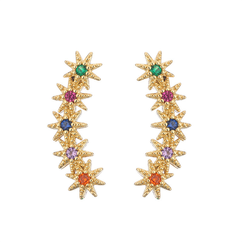 Venta caliente europea y americana transfronteriza cobre chapado en oro encantadora Cruz Stud pendientes simple diseño de moda pendientes de todo fósforo